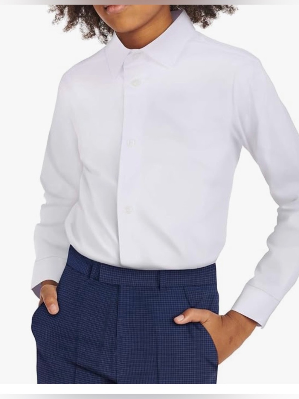 EUC Calvin Klein Boys’ Long Sleeve Slim Fit Dress Shirt in White. Size 7